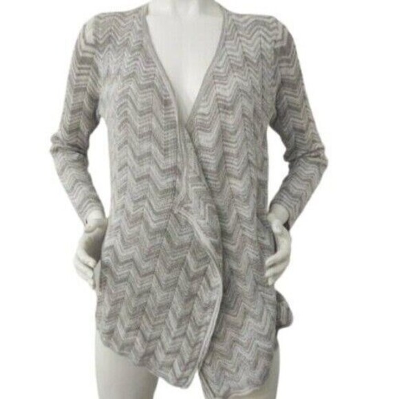 Chico's size 2 Open Front Cardigan Sweater metallic Long Sleeve & Matching Vest - Picture 1 of 6